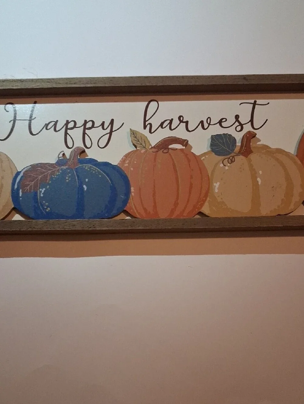 Ashland Happy Harvest Pumpkin Wall Sign - Blue, Orange, Cream, Brown